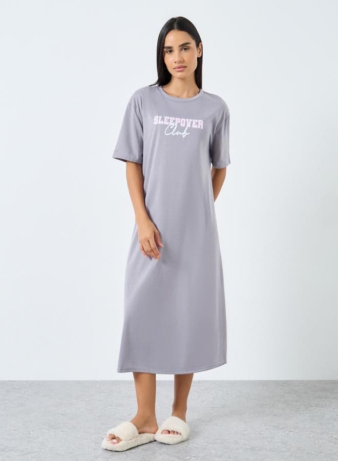 Styli Sleepover Club Purple Sleep T-Shirt Dress - Image 1
