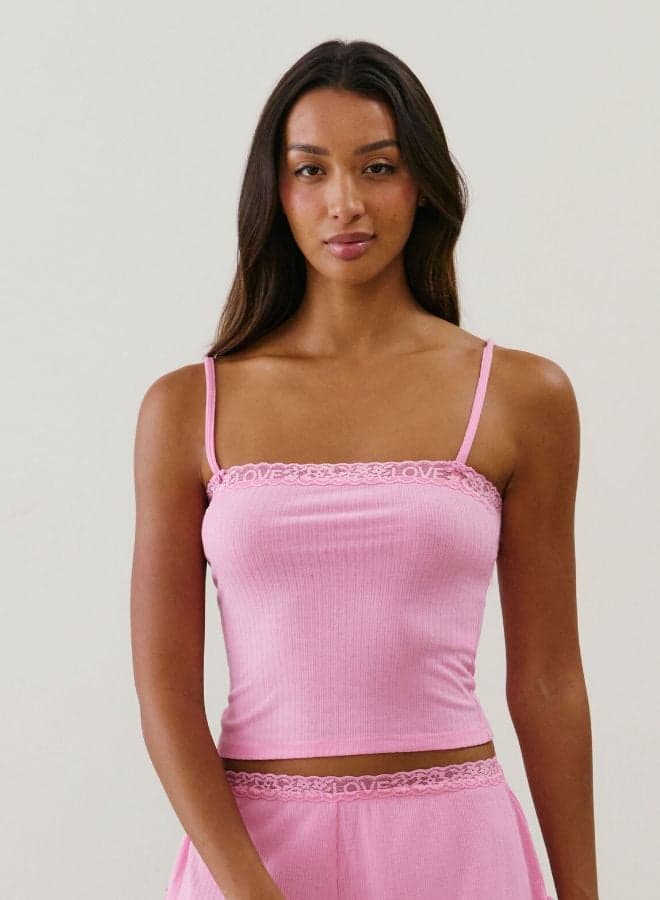 Soft Pink Pointelle Knit Sleep Vest 655490265 - Image 1