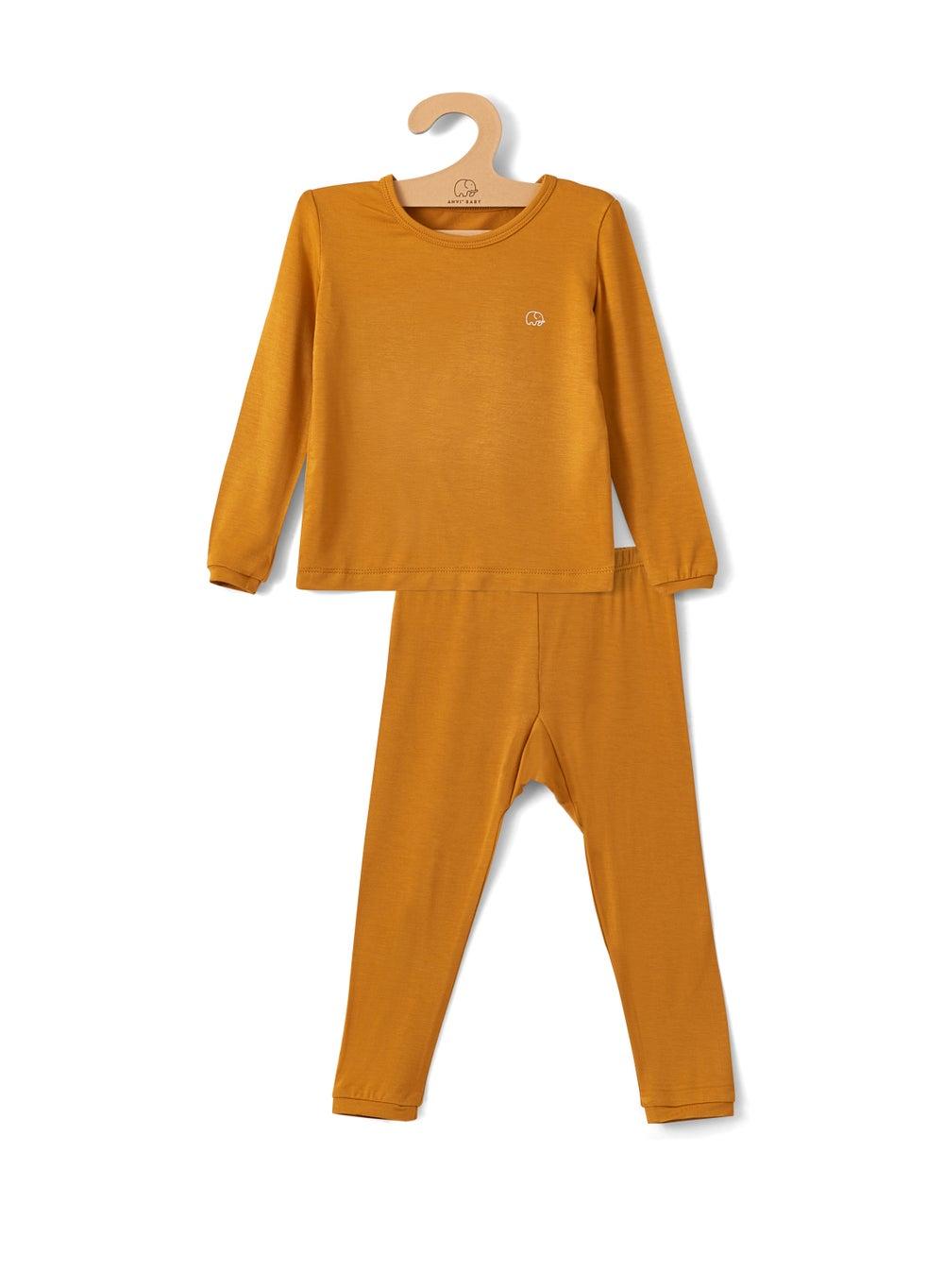 Bamboo Spandex Pajama 4T Mustard Soft Set - Image 1