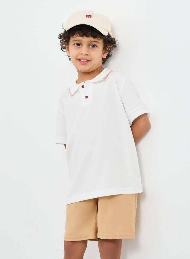 Solid Polo T-Shirt and Shorts Set - Image 1