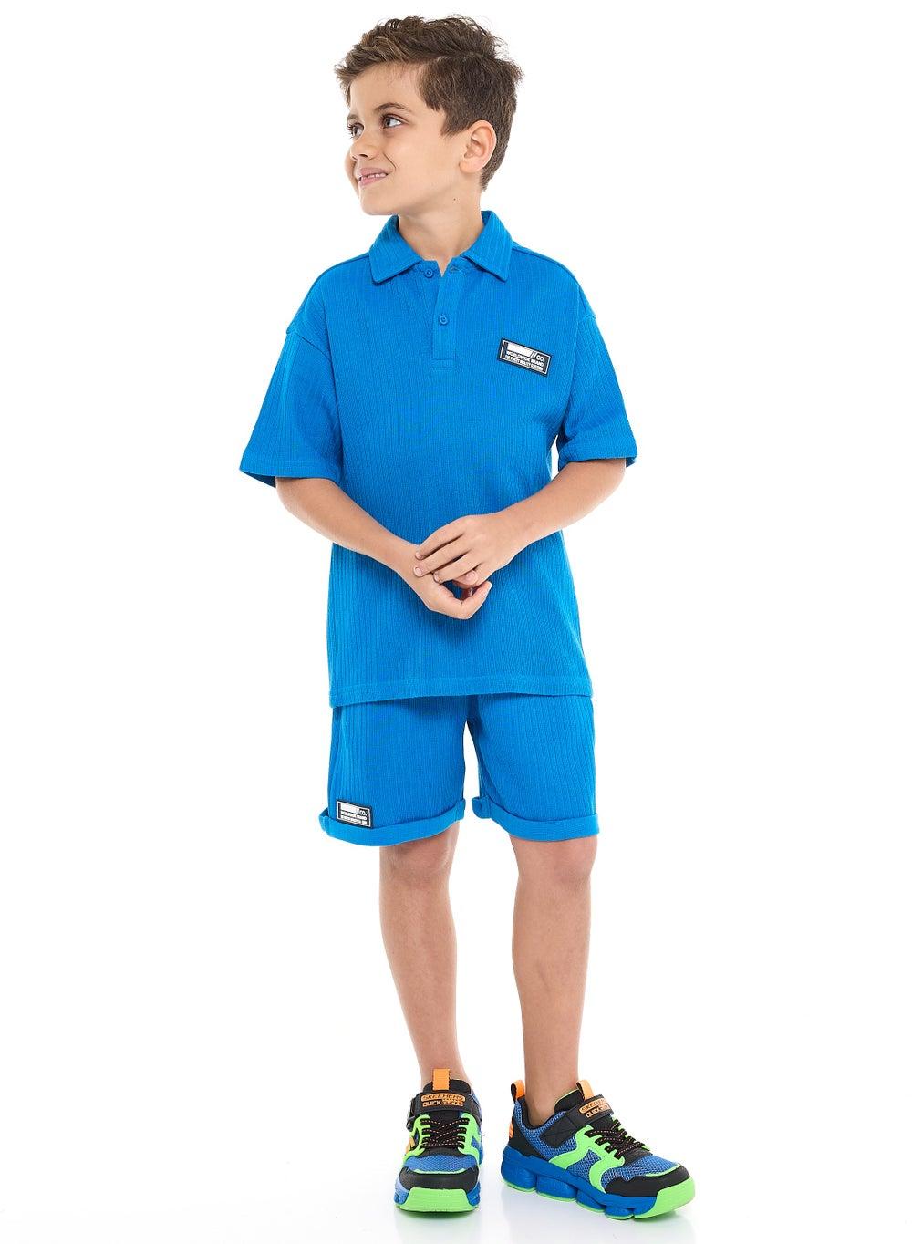 Boys' Jacquard 2-Piece Polo Set with Shorts - Image 1