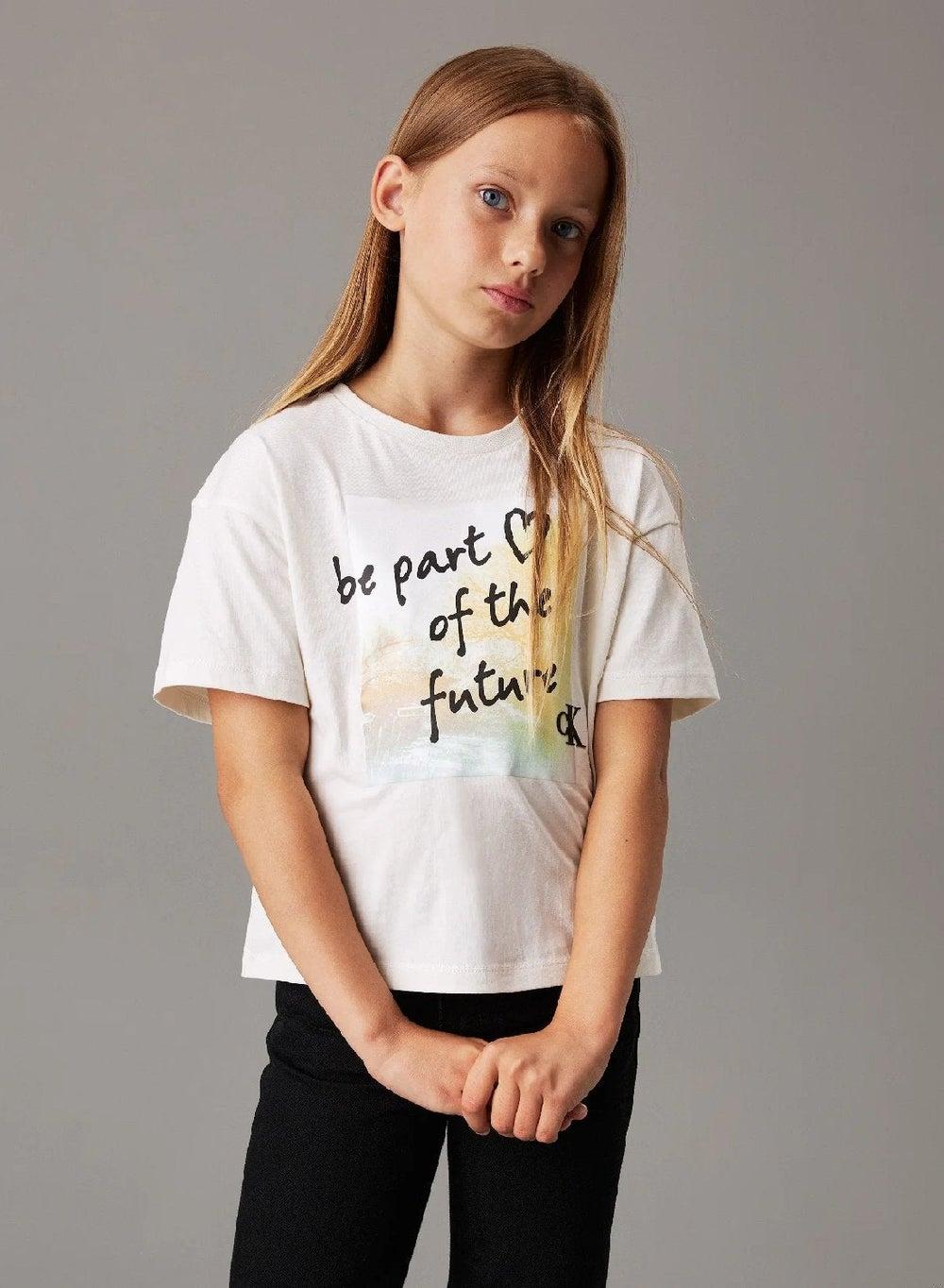 Calvin Klein Kids Oversized Graphic T-Shirt Ivory - Image 1
