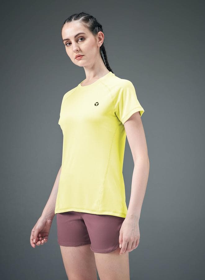Technosport Solid Crew Neck Yellow T-Shirt - Image 1