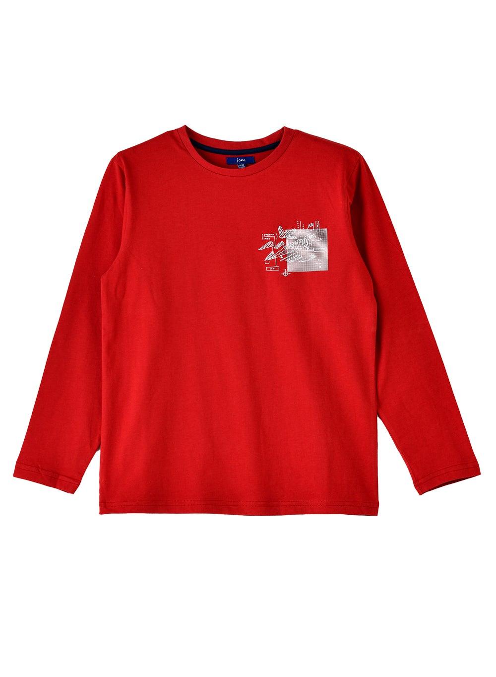 Boys Red Graphic Long Sleeve T-Shirt Creptnb464 - Image 1