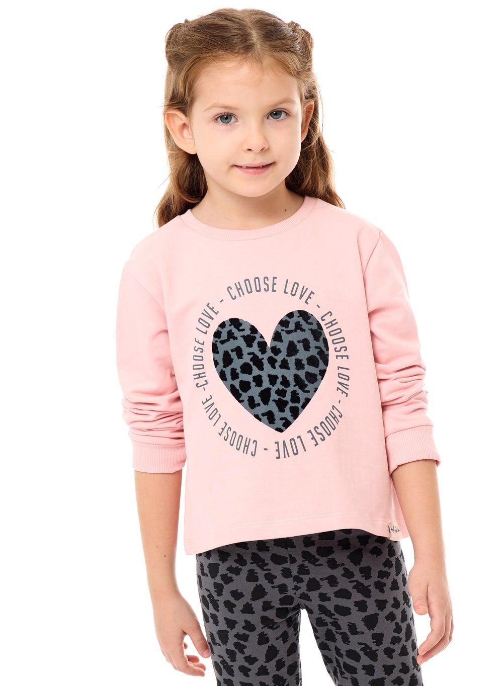 Heart Printed Girls Cotton Top & Leggings Set - Image 1