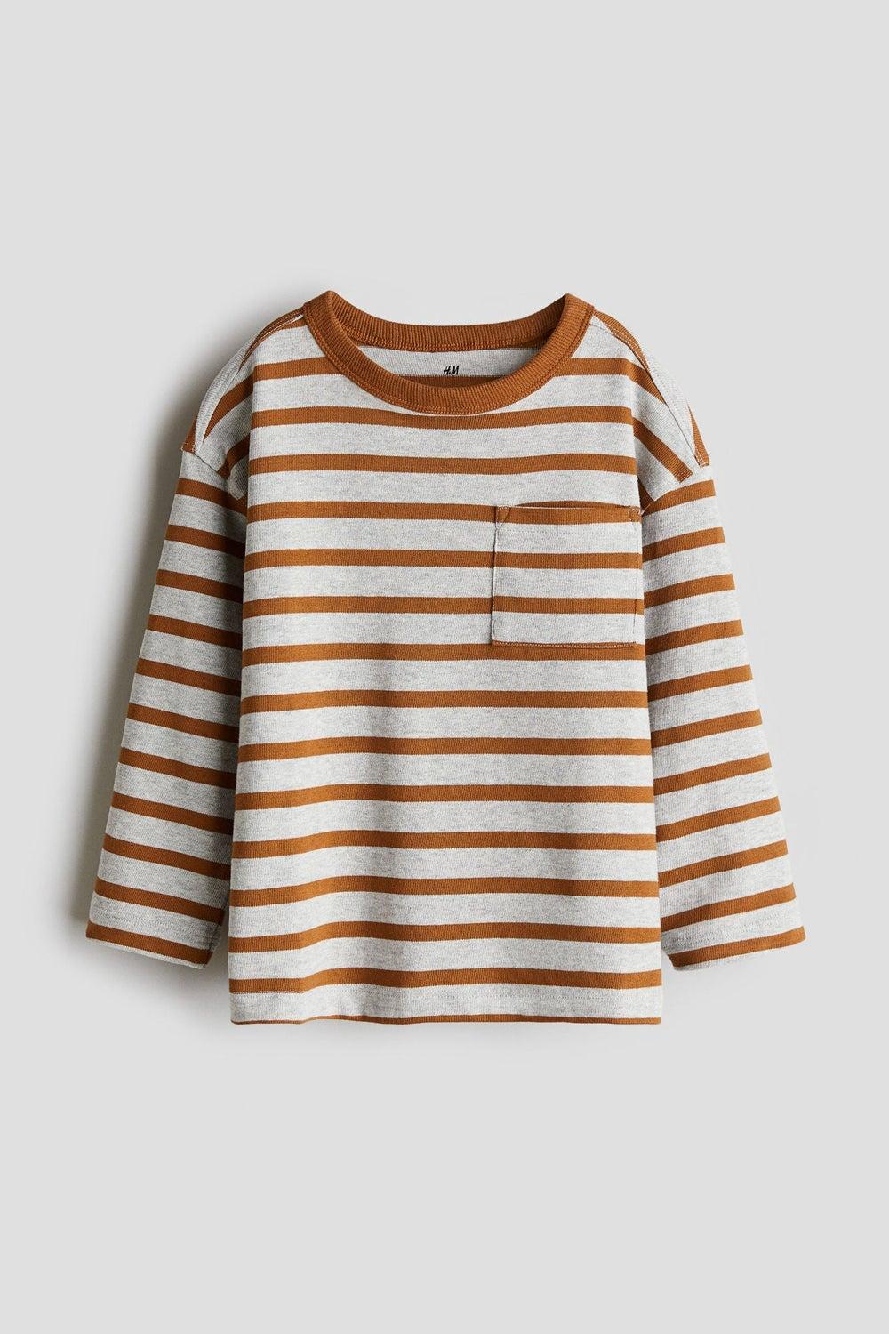 Long-Sleeved Striped Cotton T-Shirt - Image 1
