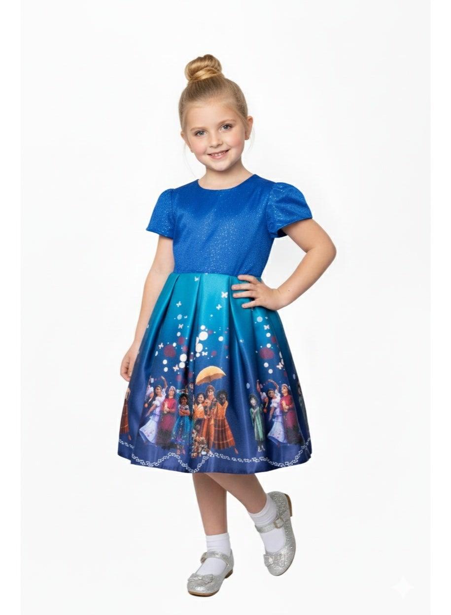 Encanto Ombre Printed Girls Midi Dress - Image 1
