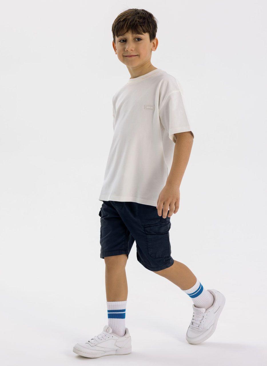 Boys Navy Combat Shorts Elastic Waist Casual Fit - Image 1
