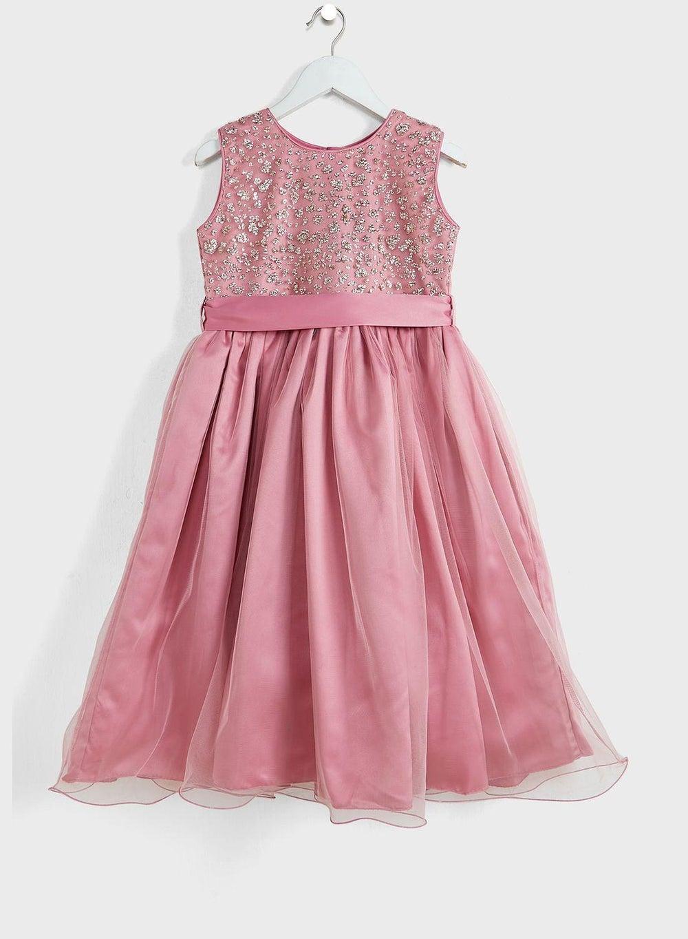 Embellished Sleeveless Maxi Dress in Dusty Pink - Image 1