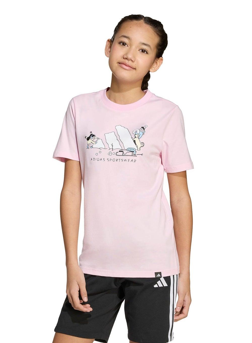 Youth Winter Sports Graphic Cotton T-Shirt - Image 1