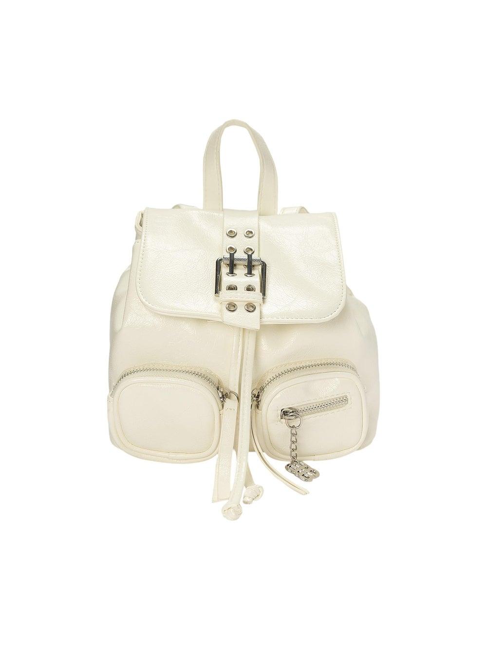 Mini Faux Leather Buckle Backpack 951 1880 Red Label - Image 1