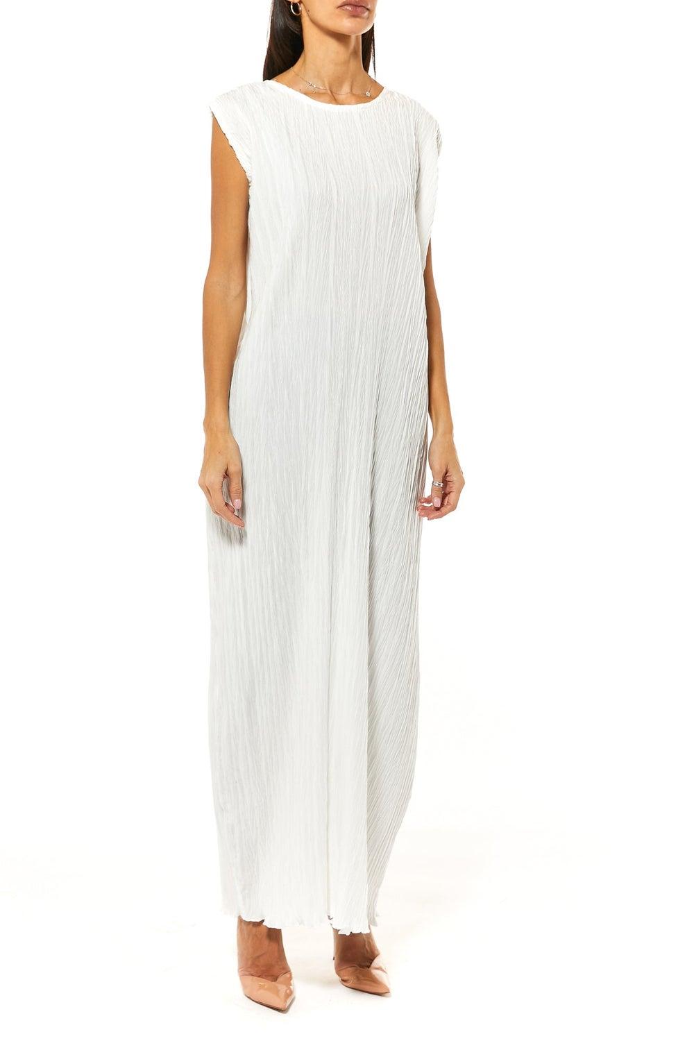 Crushed Harir Maqsood White Maxi Dress - Image 1
