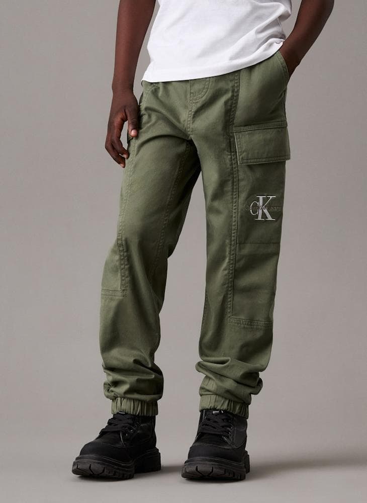 Calvin Klein Boys Cargo Pants IB0IB02270LDY Olive - Image 1