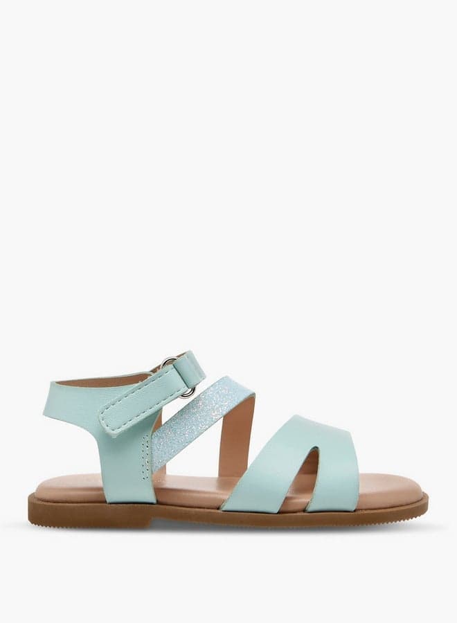 Flora Bella Glitter Strap Sandals with Velcro Closure - Image 1