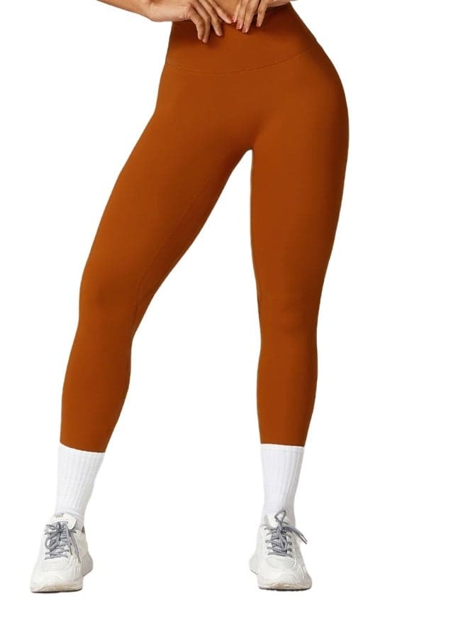 High Waist Contour Seamless Yoga Leggings Rust - Image 1