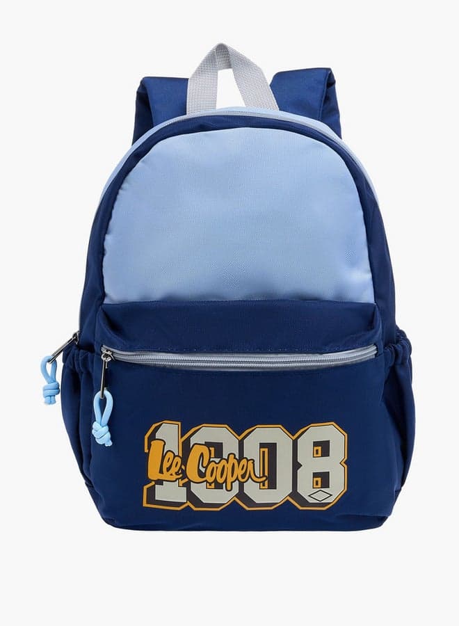 Printed School Backpack 12x24x34 cm Padded Straps Navy - Image 1