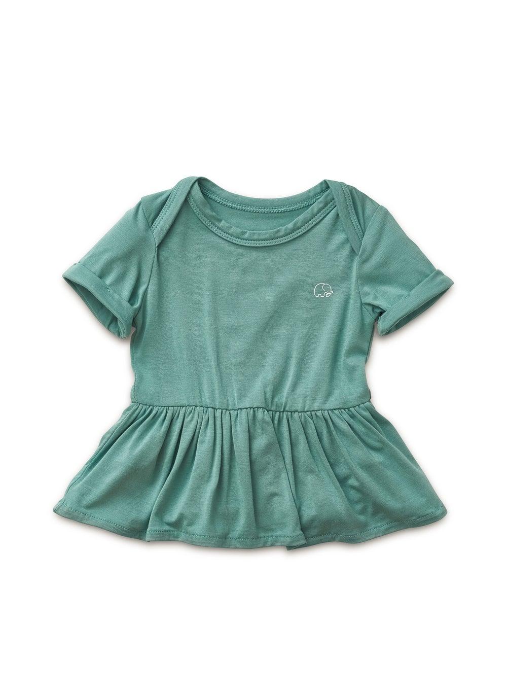 Organic Bamboo Spandex Onesie Dress – Soft Sage - Image 1