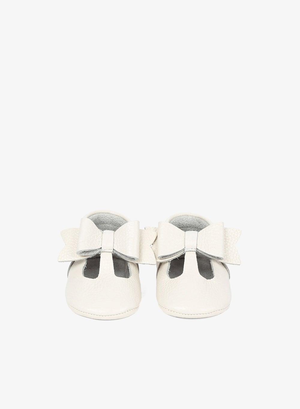 White Baby Leather Moccasins – Handmade Turkish Craft - Image 1