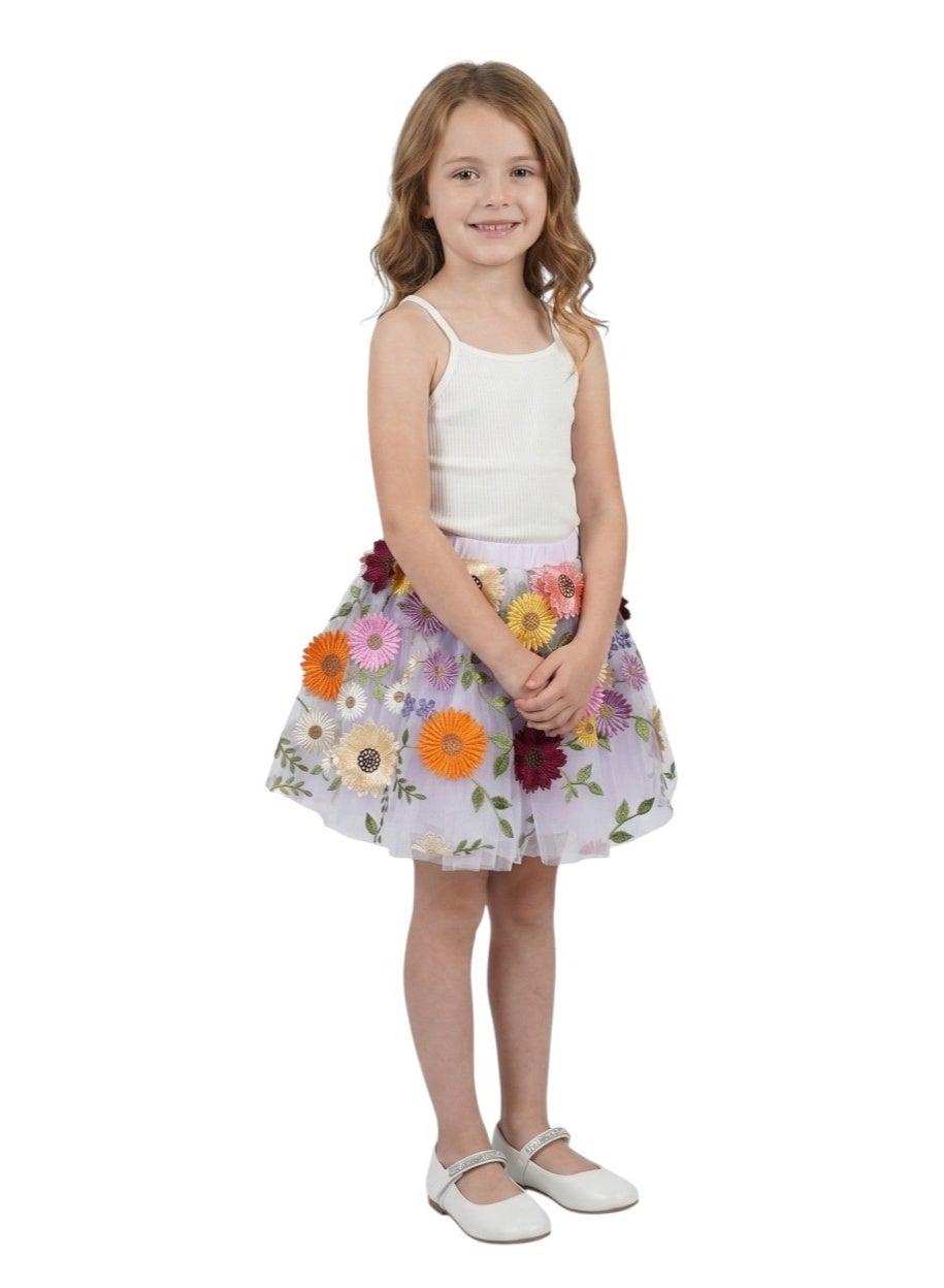 Lilac Floral Appliqué A-Line Party Dress - Image 1
