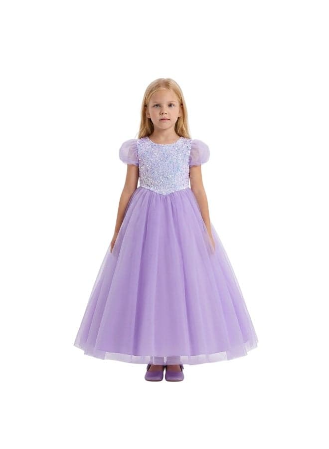 Lavender Sequin Bodice Tulle Maxi Dress - Image 1