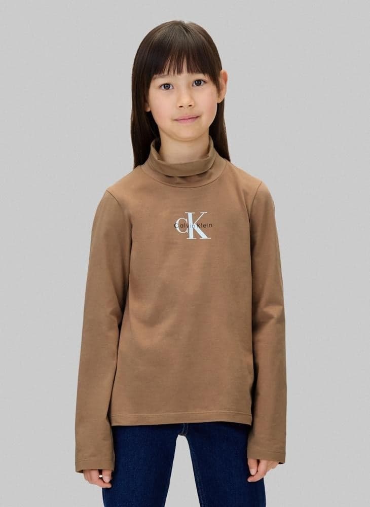 Calvin Klein Girls Graphic High Neck T-Shirt Ig0Ig03044Gfa - Image 1