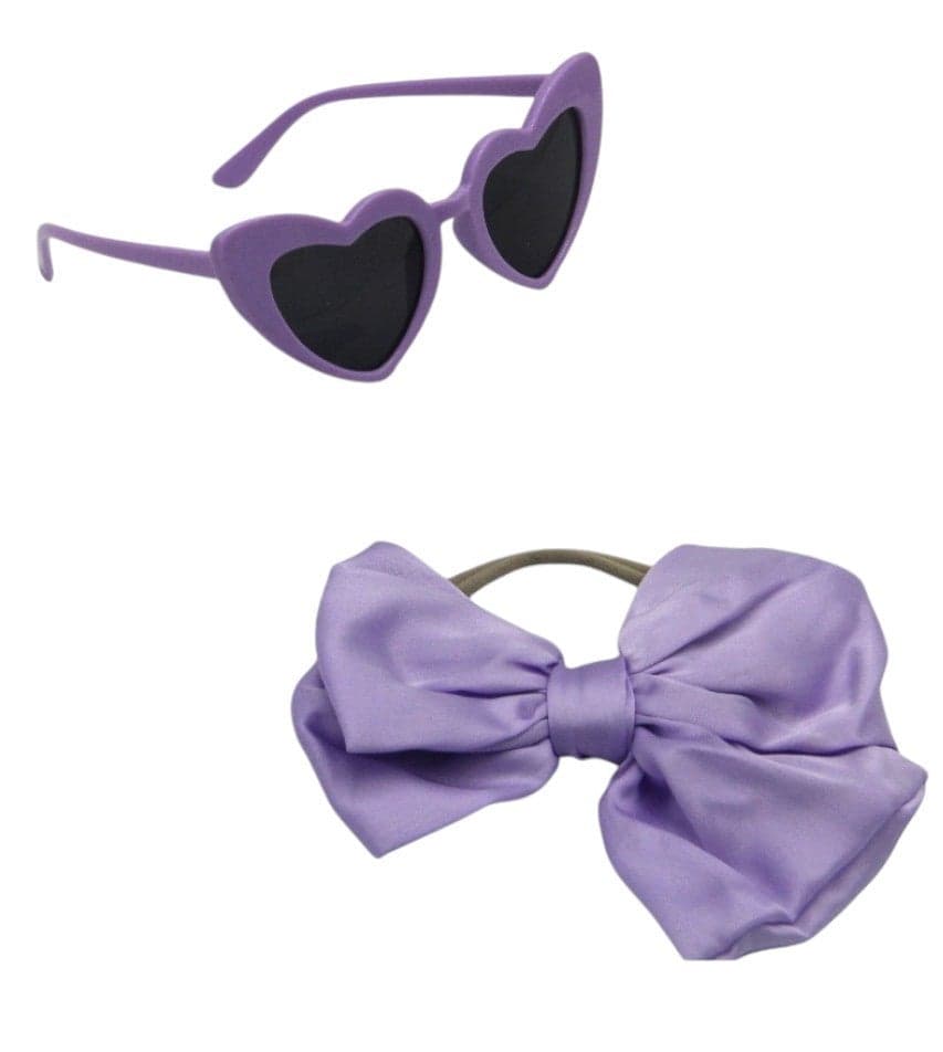 Athena Purple Glasses & Bow Barrette Ponytail Set - Image 1