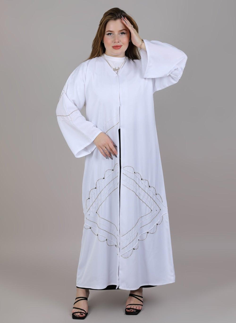 MSquare V-Neck Embroidered Open Abaya Luxe Nida - Image 1