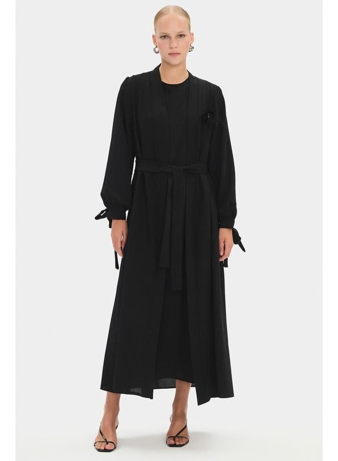 June Black Embroidered Detail Abaya - Image 1