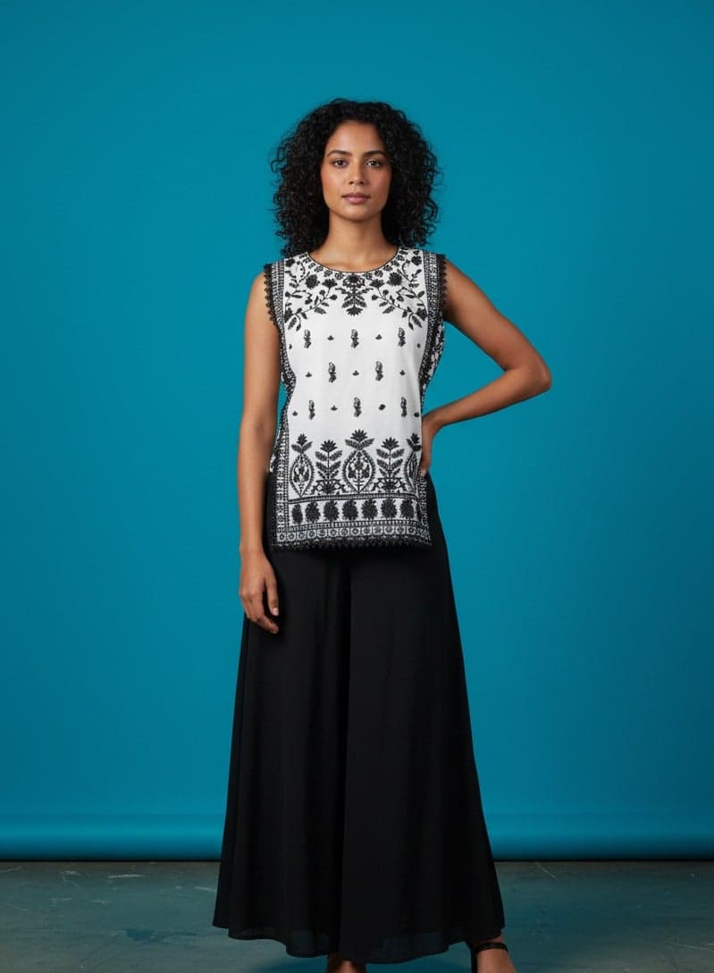 Black & White Embroidered Co-Ord Set - Image 1