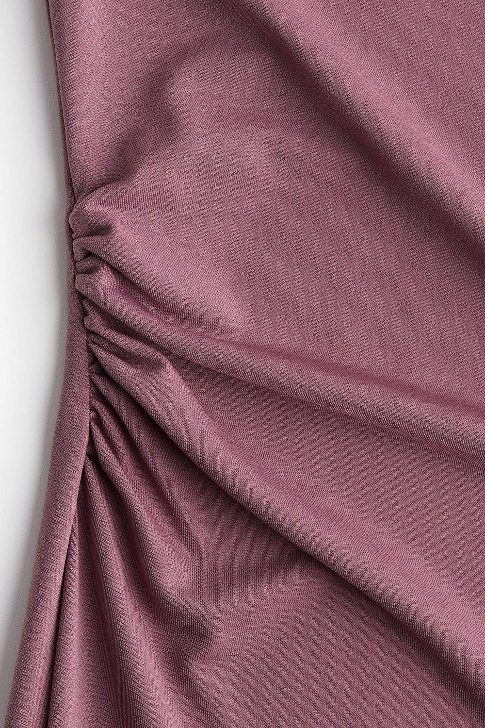 Dusty Pink Draped Cowl Neck Midi Dress - Image 1