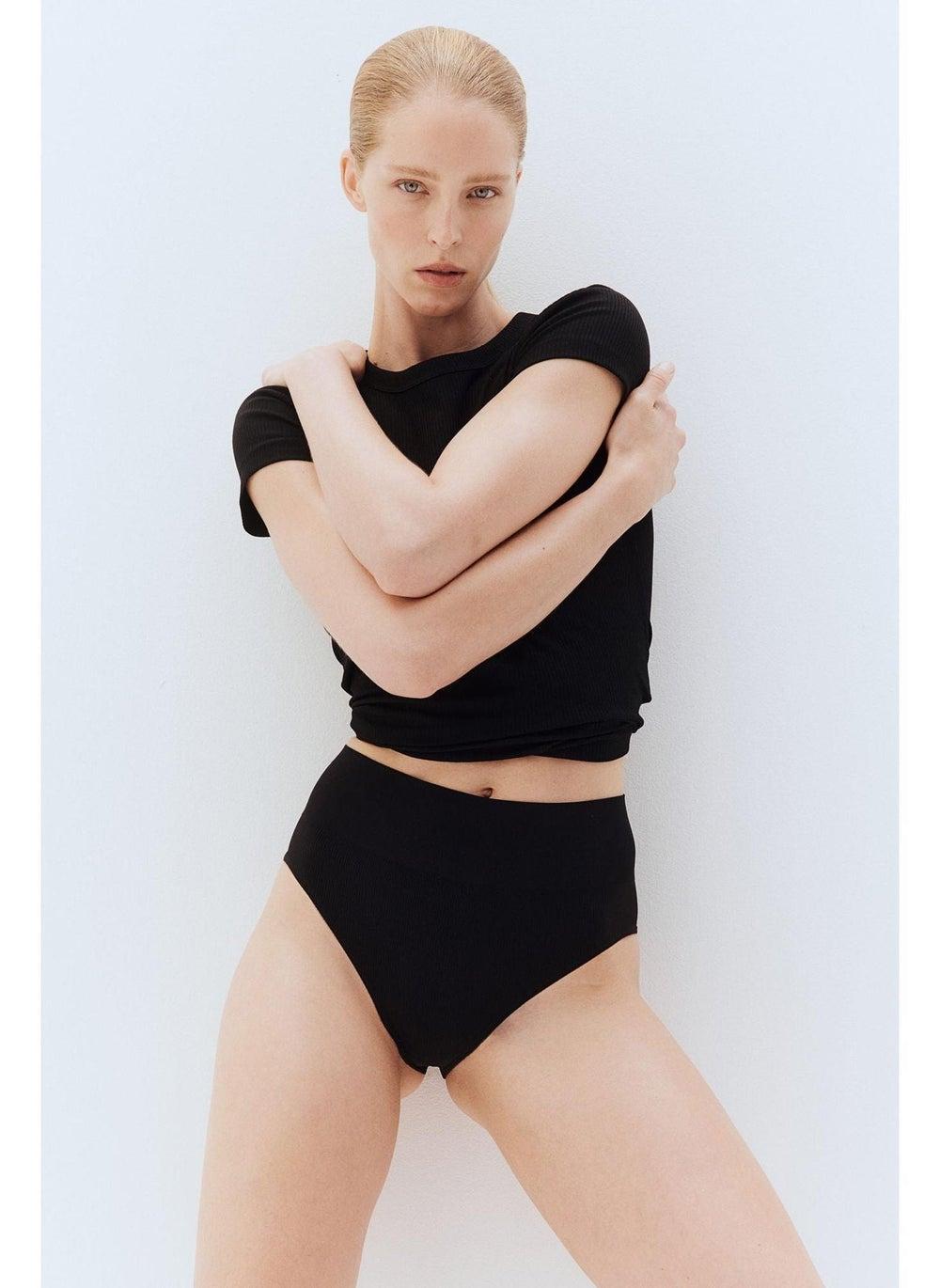 Black Seamless High-Waist Briefs 2-Pack - Image 1
