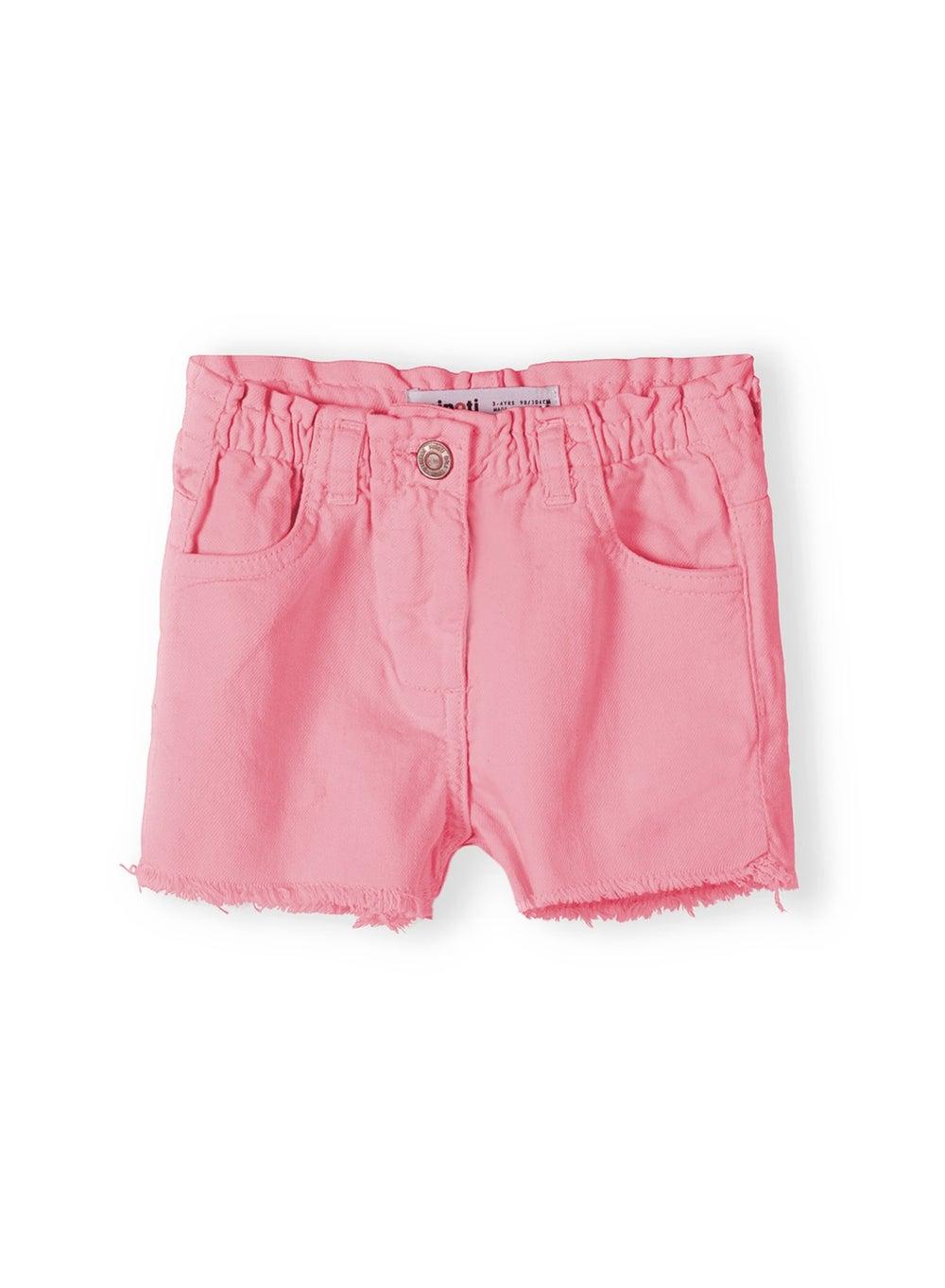 Girls Coral Twill Paperbag Waist Shorts - Image 1
