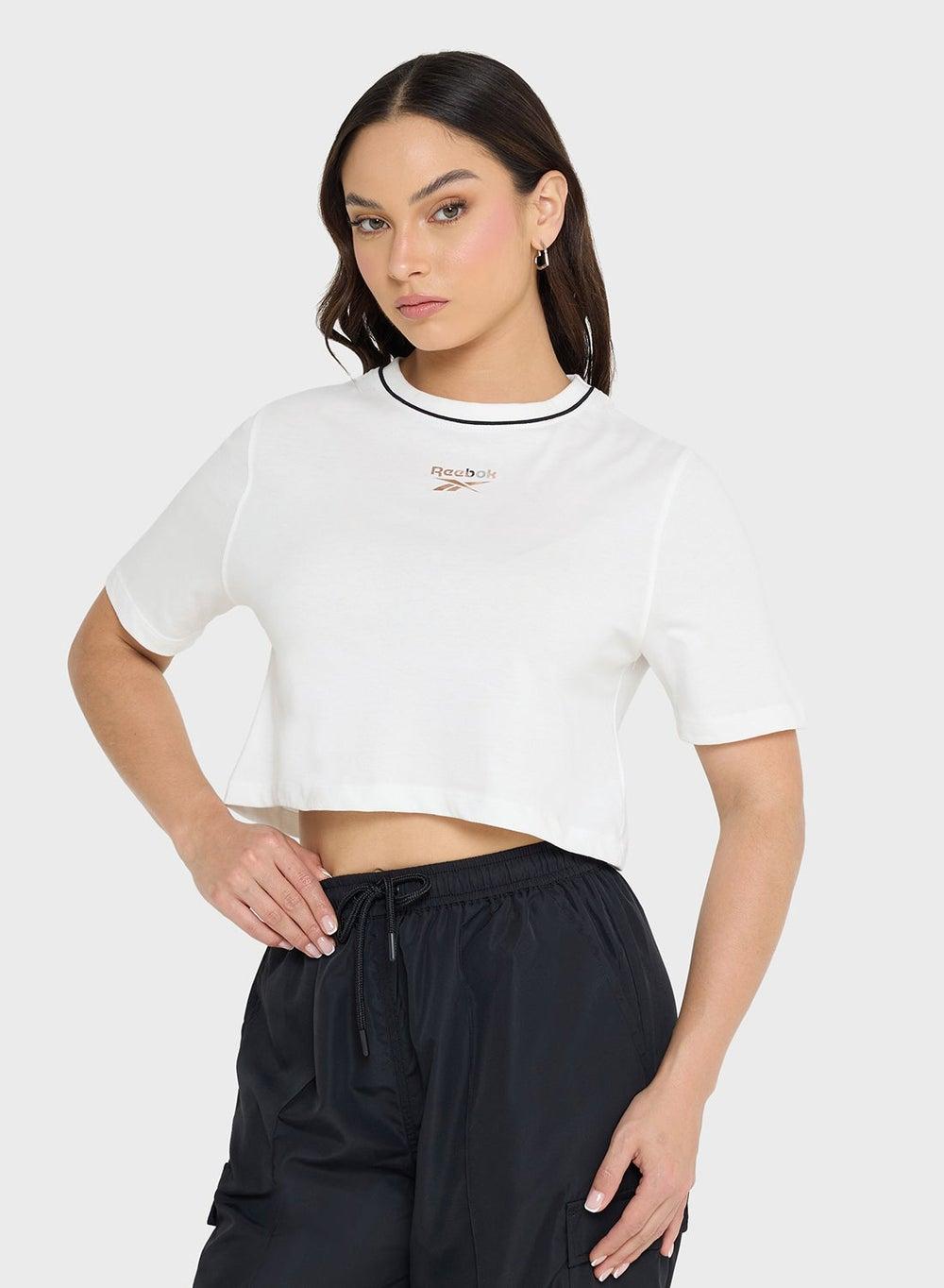 Blakely Cropped Crew Neck Logo T-Shirt - Image 1