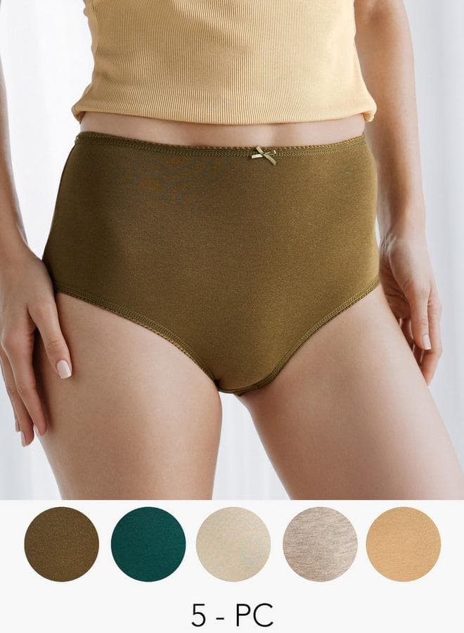 5-Pack Bow Detail Cotton Blend Full Briefs - Image 1