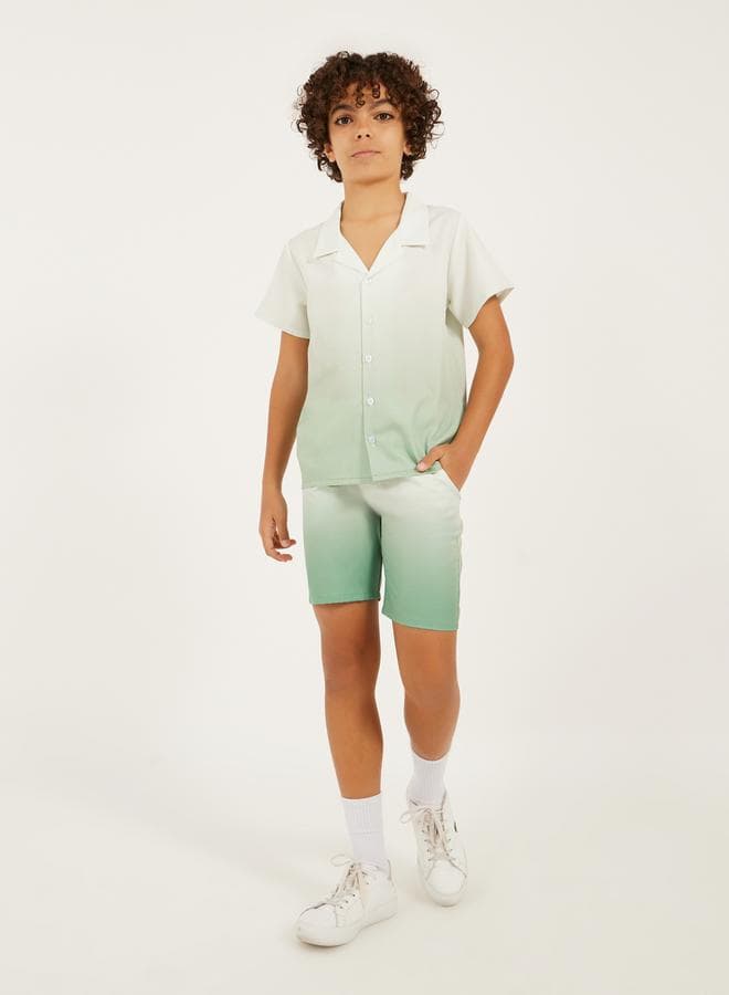 Styli Dip Dye Cotton Shirt & Shorts Set - Image 1