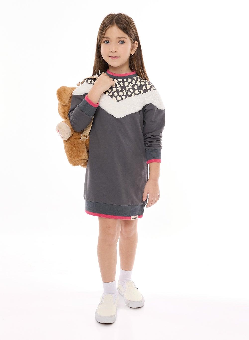 Colour Blocking Dress With Fur Trimmings - Image 1