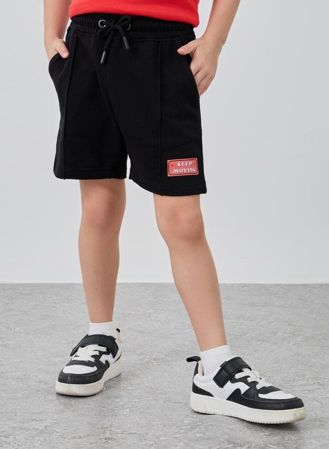 Boys Black Drawstring Shorts with Pintuck Detail - Image 1
