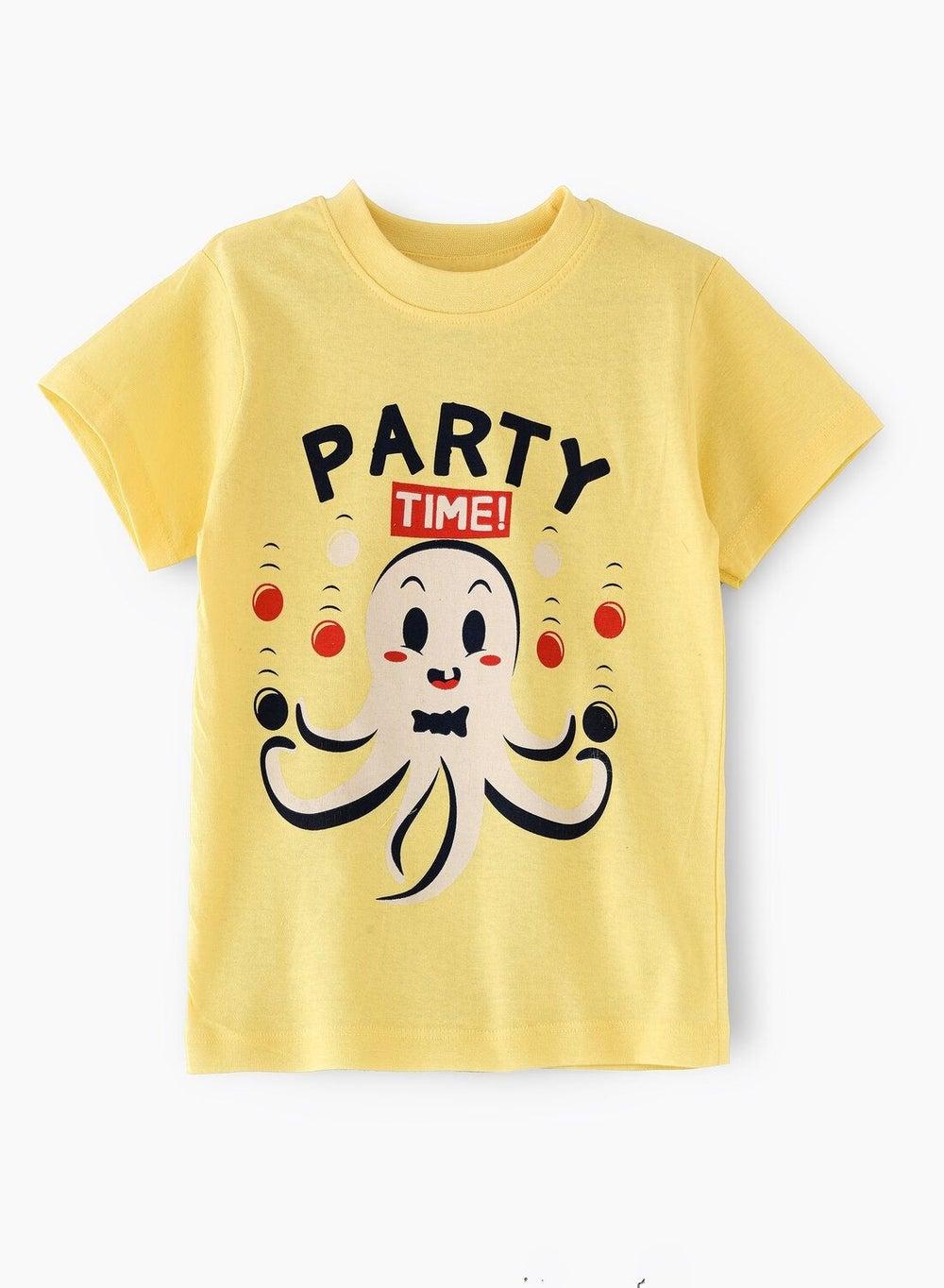 Boys Yellow Graphic Round Neck T-Shirt Asgttdb W203 - Image 1