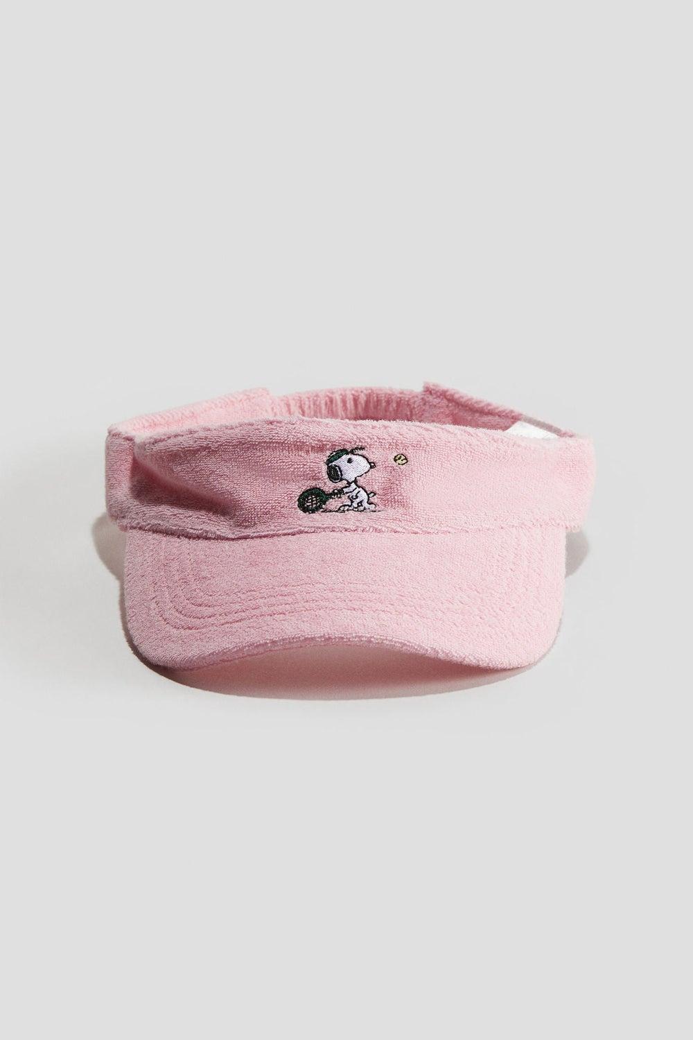 Snoopy Motif Terry Sun Visor in Soft Pink - Image 1