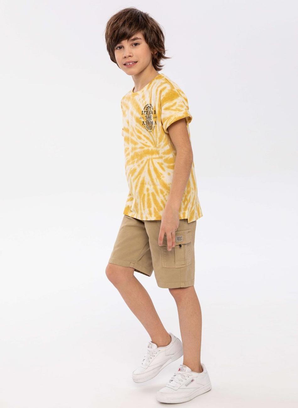 Boys Tie Dye Slogan Print T-Shirt Yellow - Image 1
