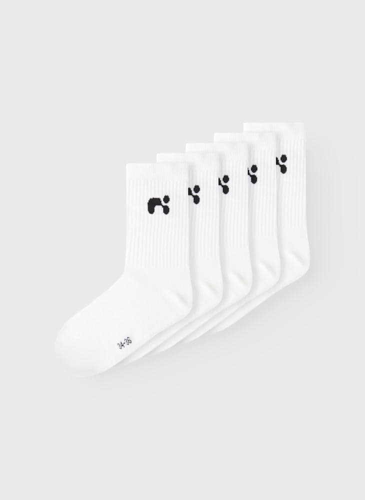 Youth 5-Pack Ribbed Ankle Socks Bright White - Image 1