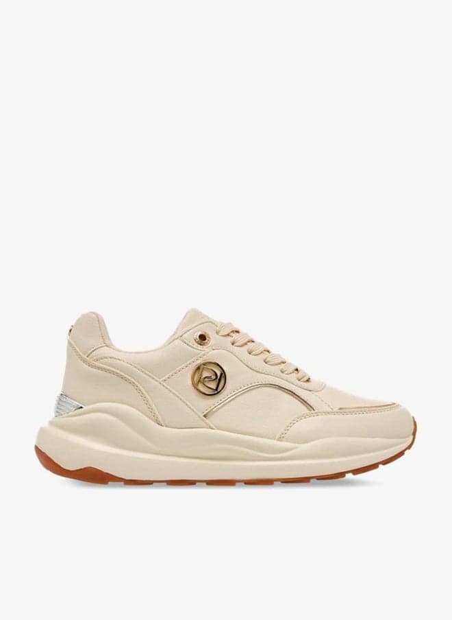 Onex1253421A Beige Panelled Sneakers with Metal Accent - Image 1
