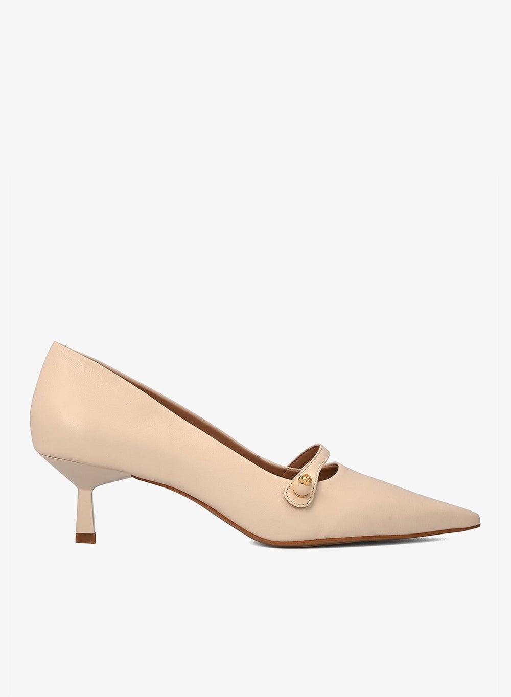 Vintage Silk Kitten Heel Pump with Ankle Strap - Image 1