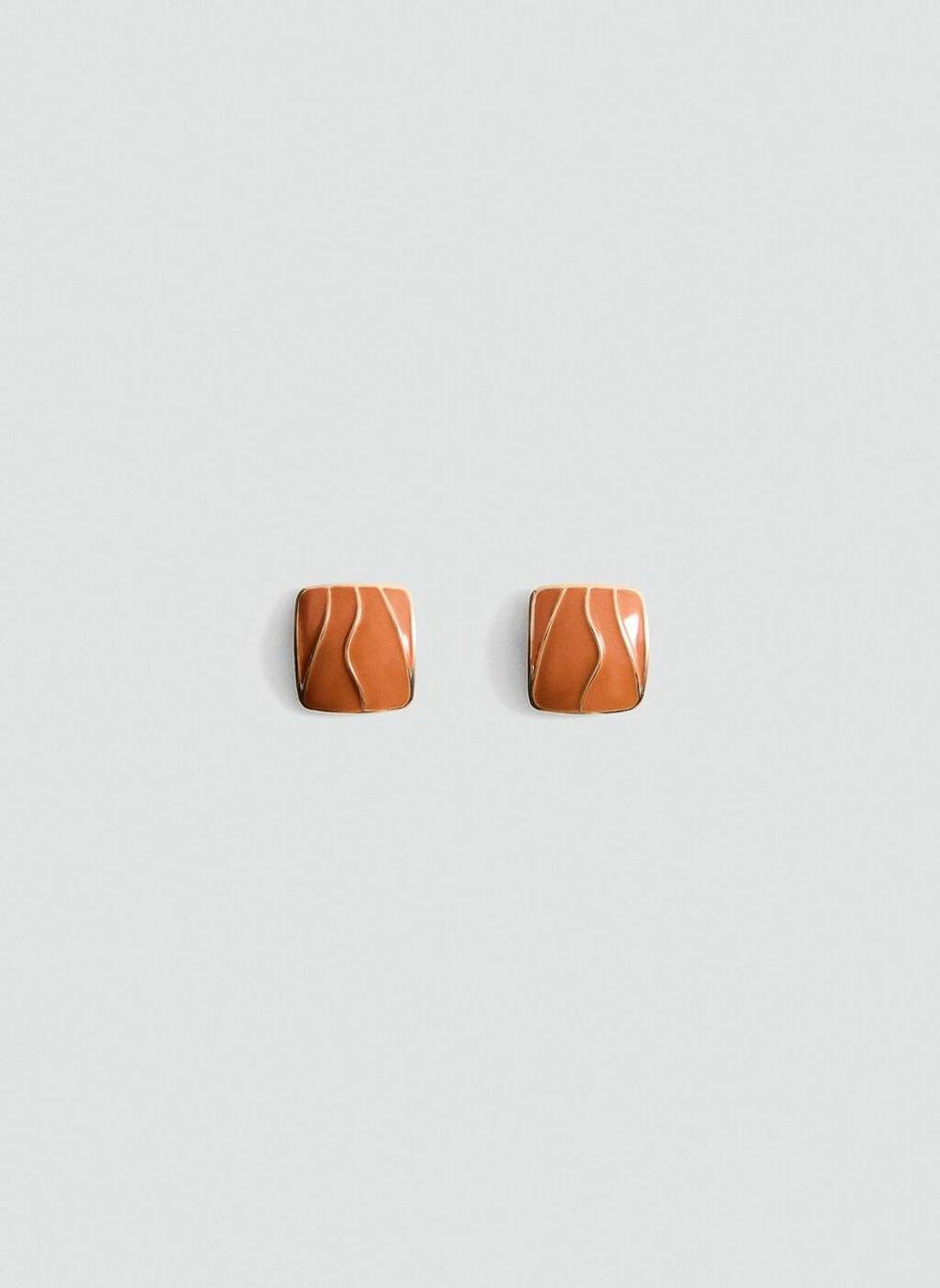 Square Relief Detail Earrings in Naranja Finish - Image 1