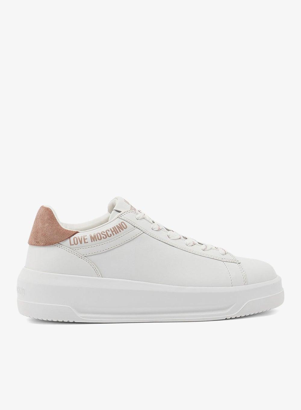 Logo Low-Top Leather Sneakers White Pink - Image 1