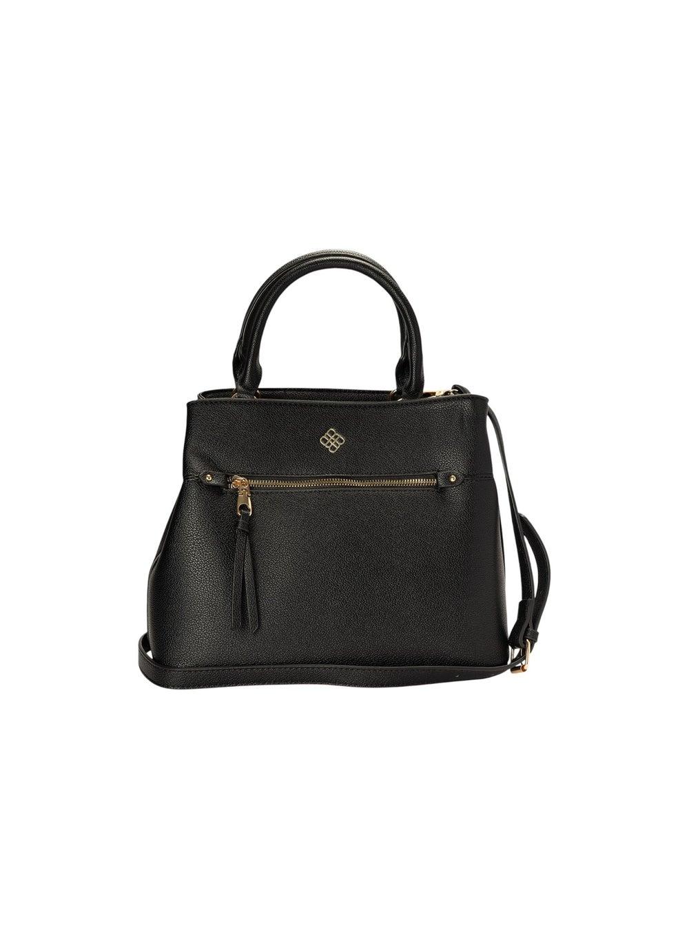 Textured Top Handle Satchel with Detachable Strap - Image 1
