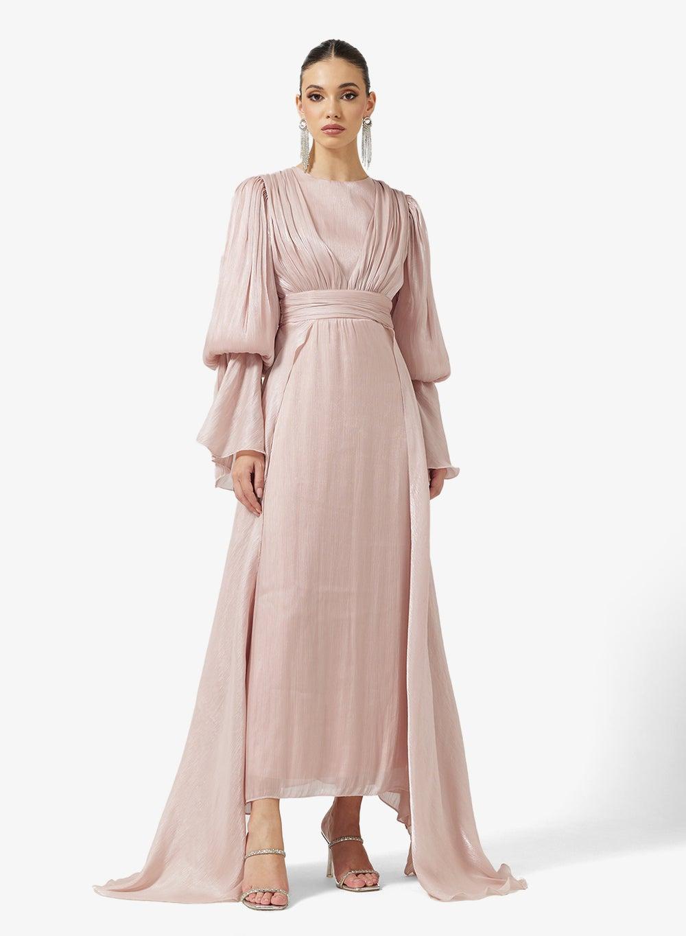 Dusty Pink Ruched Maxi Dress Af1100857 - Image 1
