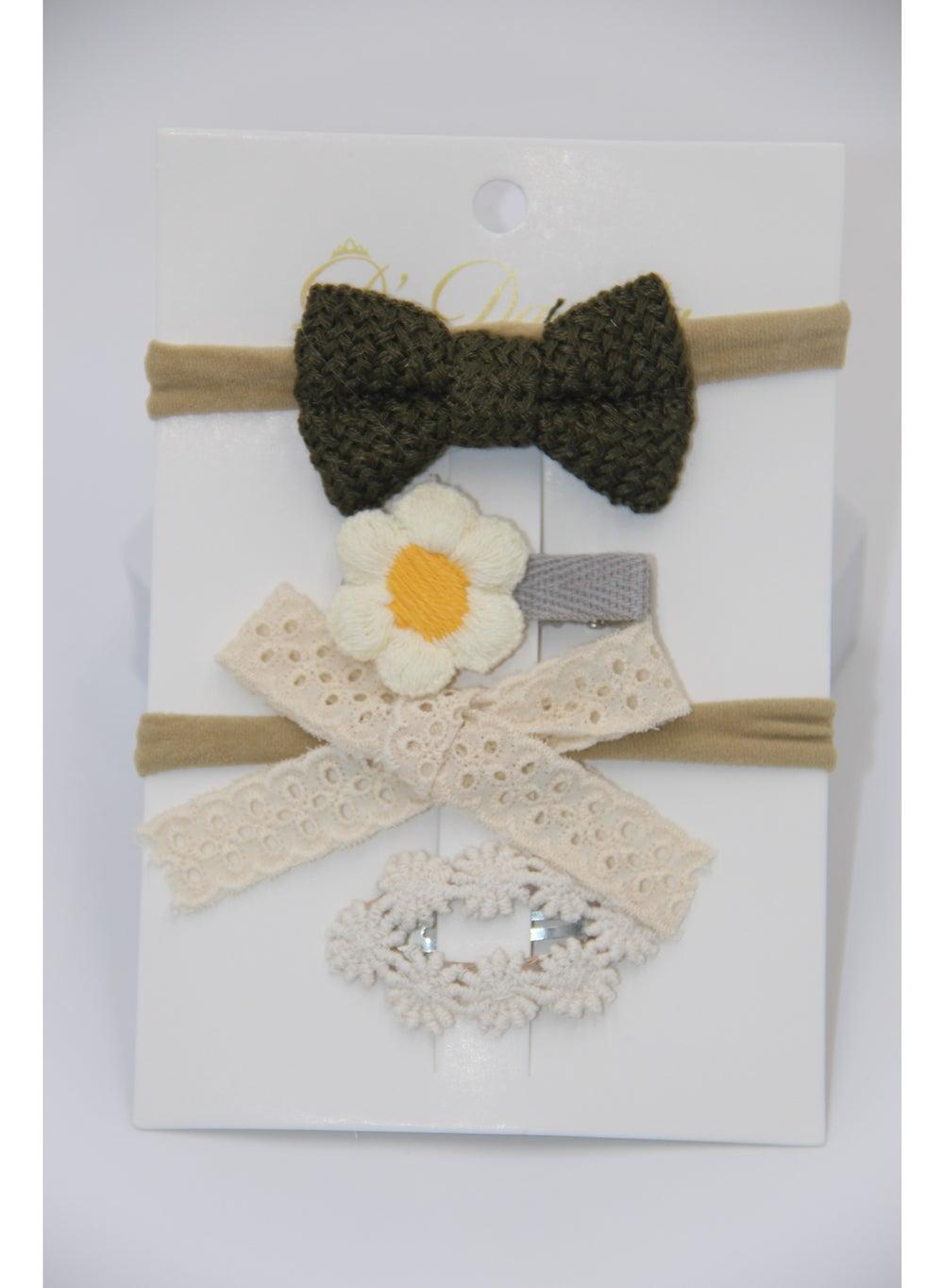 Ria Ribbon Bow Clip & Ponytail Set for Girls - Image 1