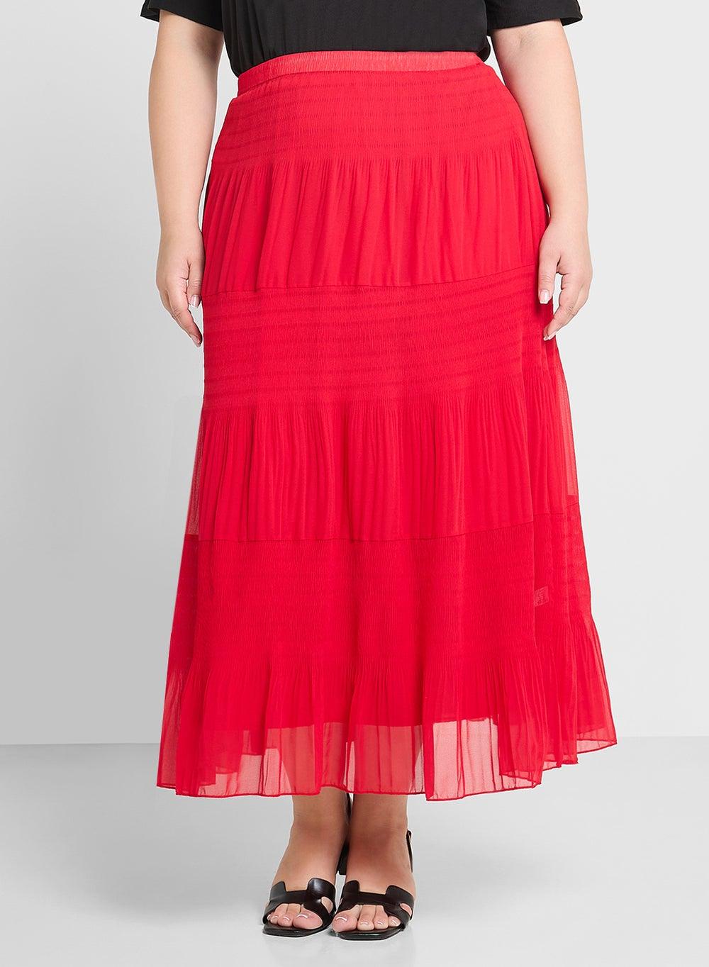 Red Tiered Maxi Skirt 1020 126 - Image 1