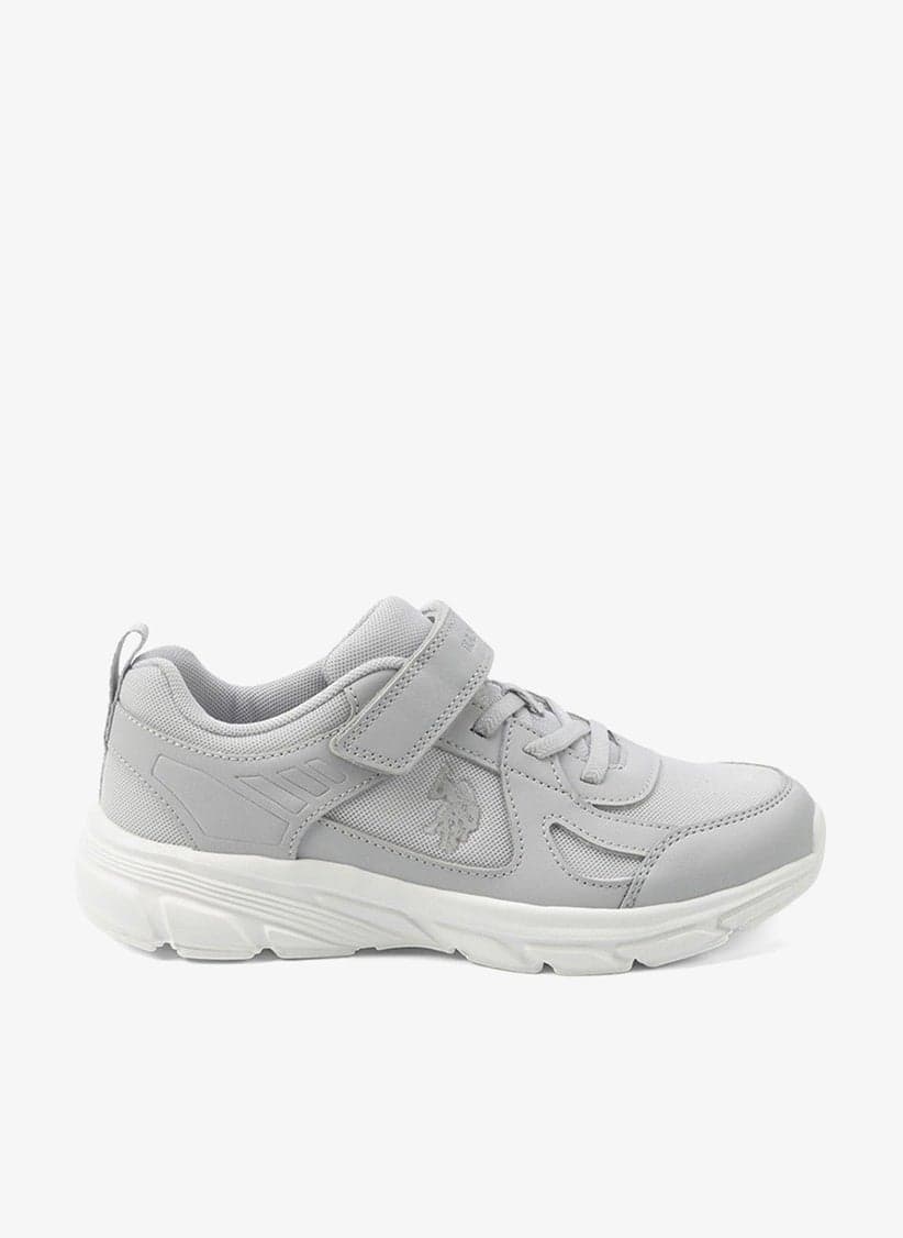 Kids Grey Velcro Mesh Sneakers – Cushioned Comfort - Image 1